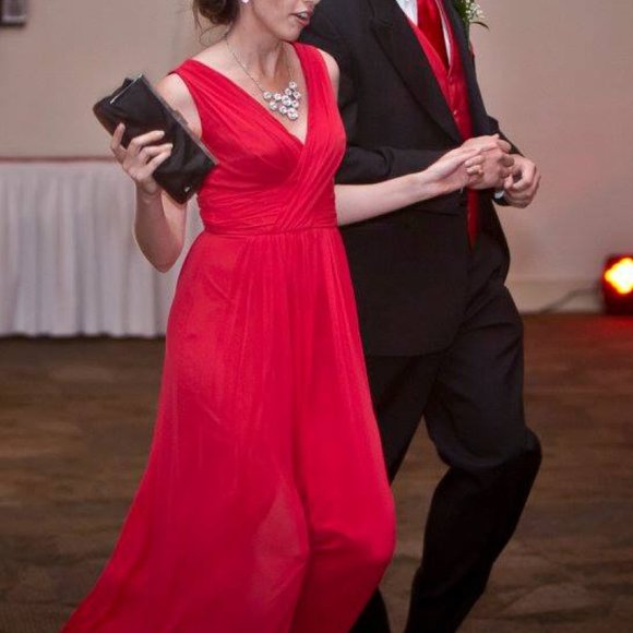 Red Bridesmaids Dress (Dessy Style 2894) - Picture 4 of 9